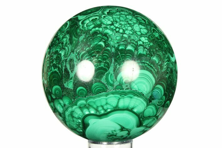 Flowery, Polished Malachite Sphere - DR Congo #298476